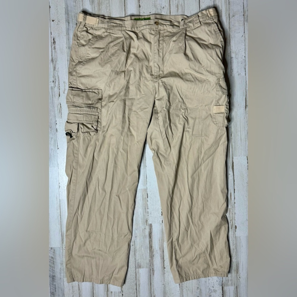 Orvis Pants 42 Men Beige Cargo Zip Front Adjustable Waist Straight Pockets - Picture 2 of 11